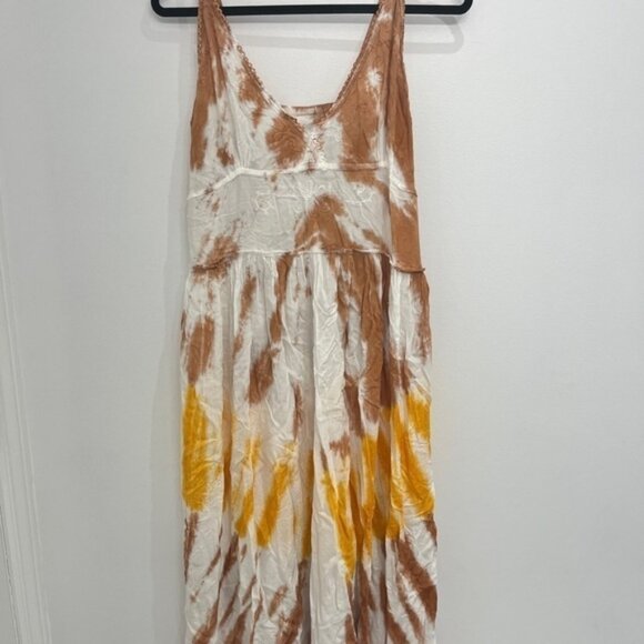 BOHO cotton dress with belted yellow and brown - Picture 11 of 13
